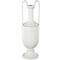 20" White Fluted Urn Shaped Ceramic Vase with Arch Handles
